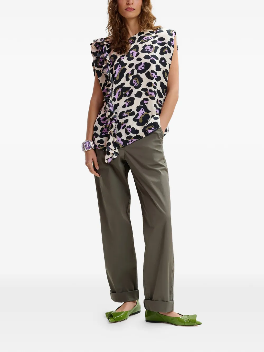 Essentiel Antwerp Broek met elastische taille Groen