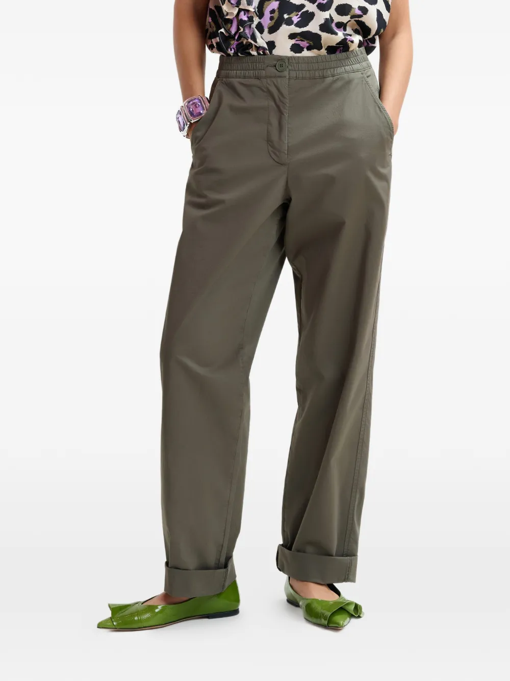 Essentiel Antwerp Broek met elastische taille Groen