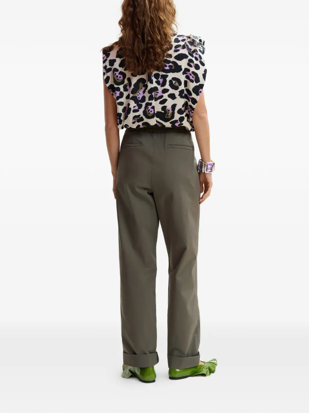 Essentiel Antwerp Broek met elastische taille Groen