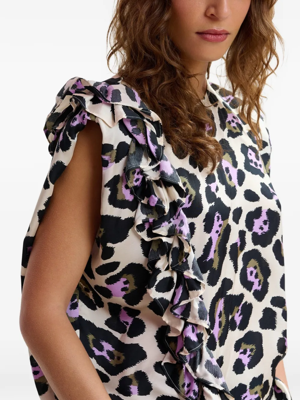 Essentiel Antwerp Blouse met luipaardprint Beige