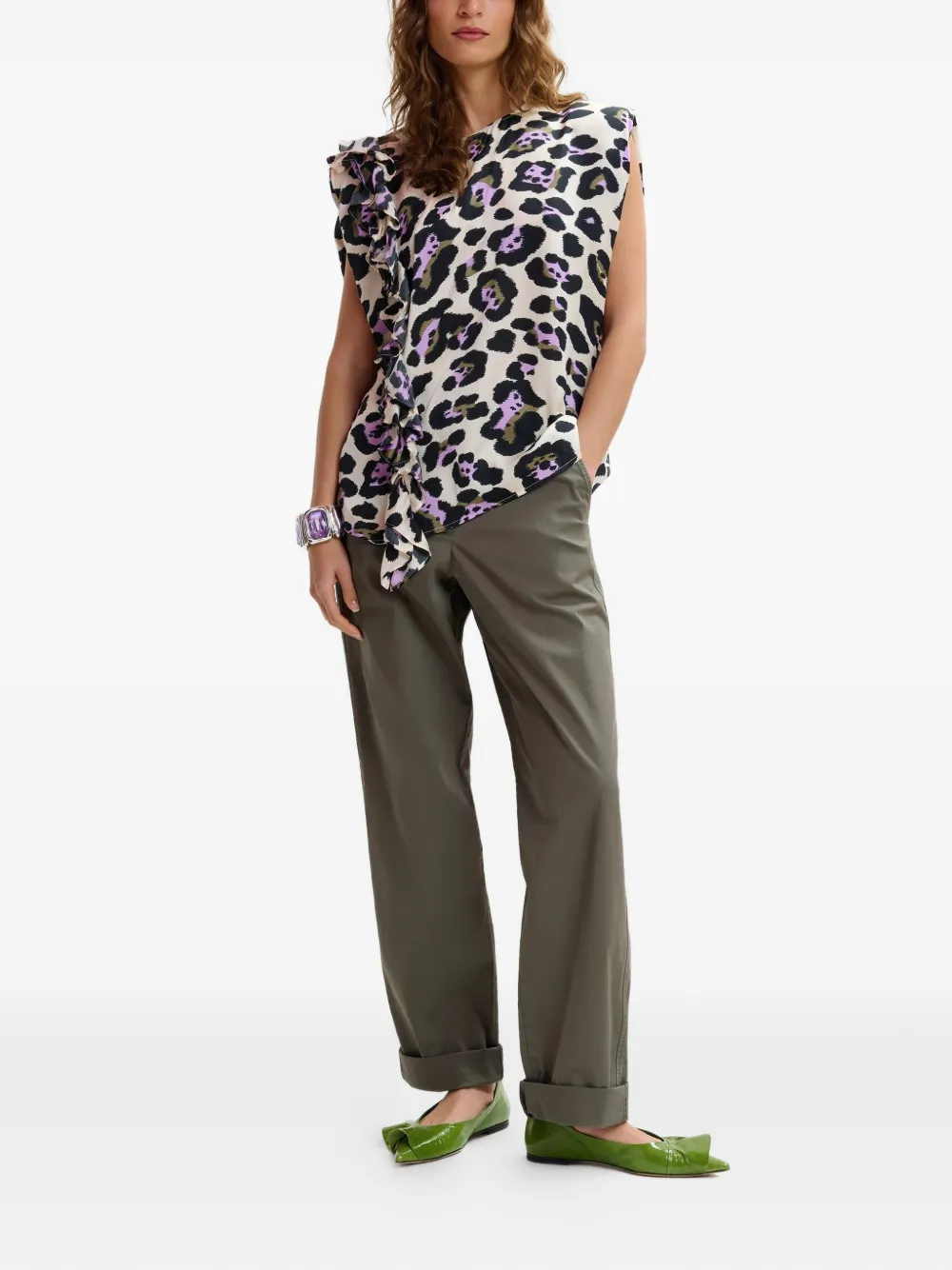 Essentiel Antwerp Blouse met luipaardprint Beige