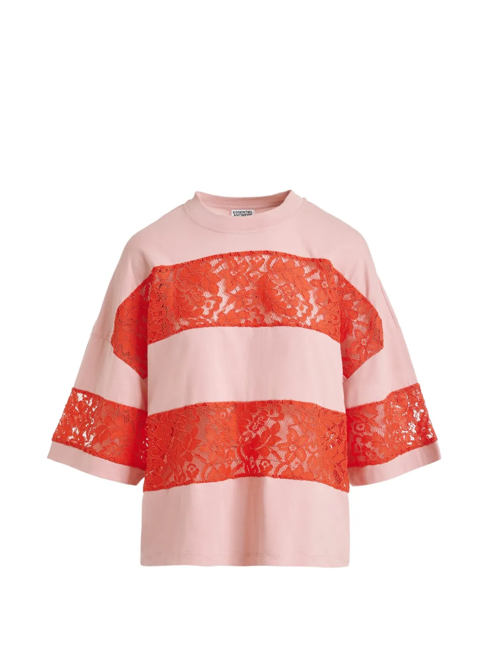 Essentiel Antwerp T-shirt con orlo in pizzo - Rosa