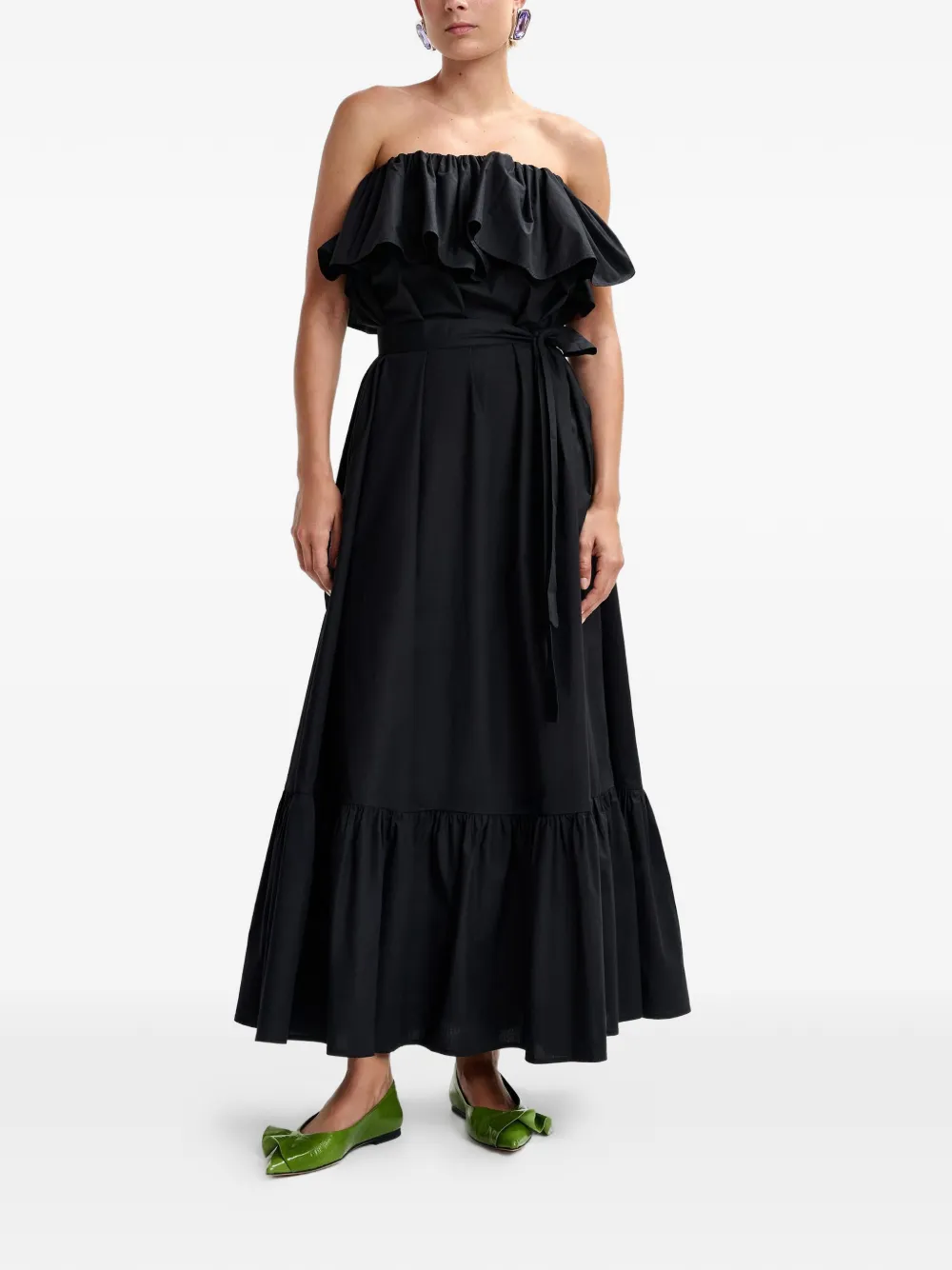 Essentiel Antwerp Maxi-jurk met ruches Zwart