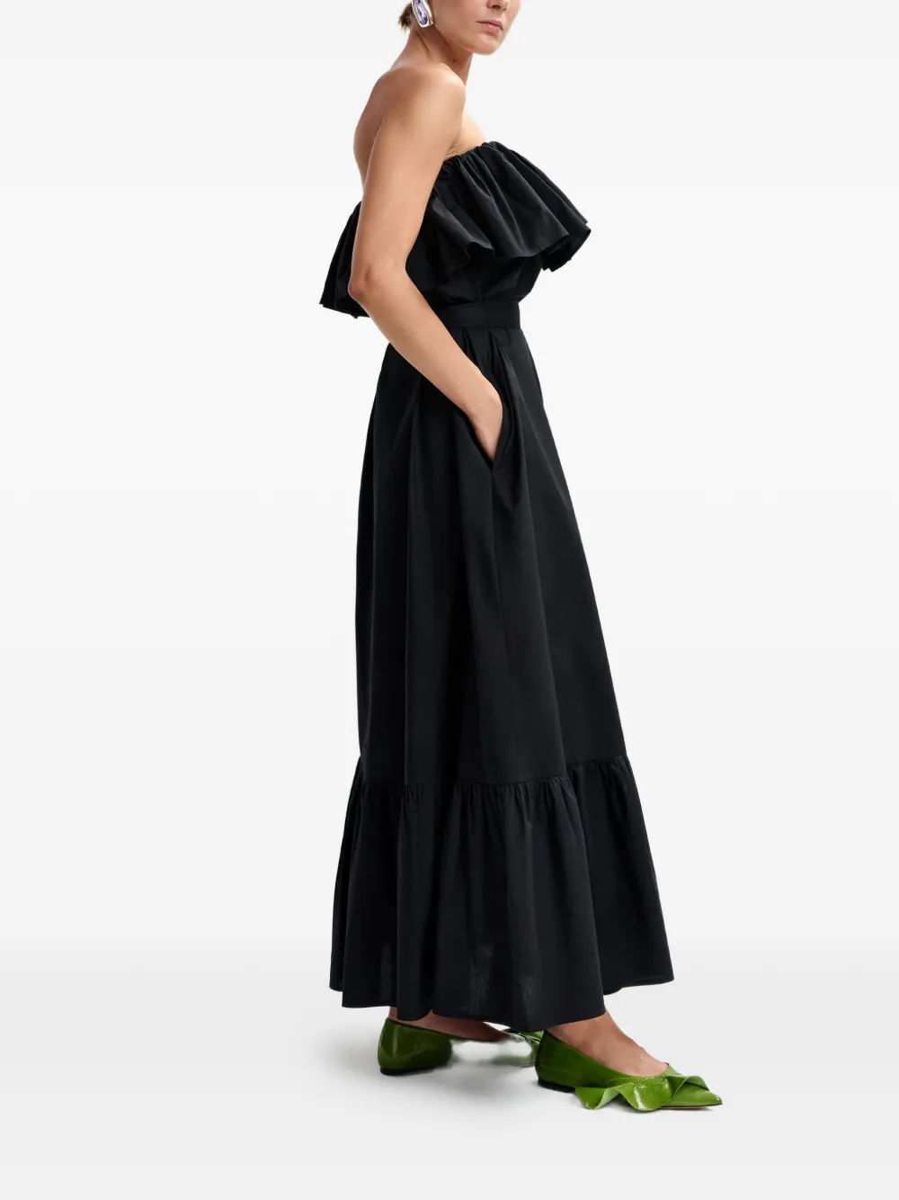 Essentiel Antwerp Maxi-jurk met ruches Zwart