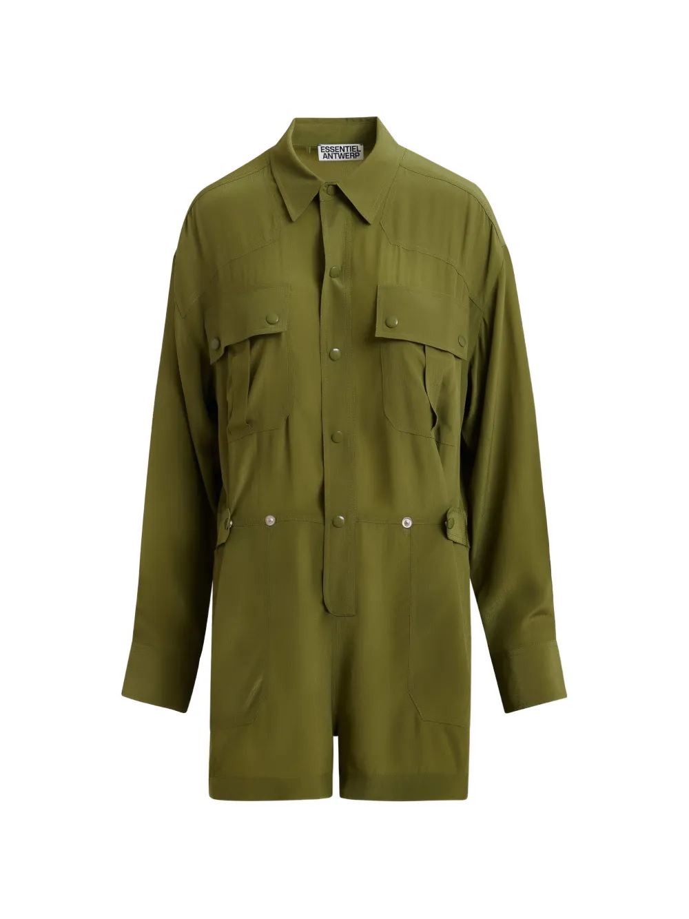  Essentiel Antwerp Chest-pockets Button-up Maxi Dress - Green 