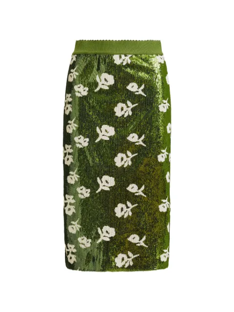 Essentiel Antwerp sequin-embellished floral-detail midi skirt