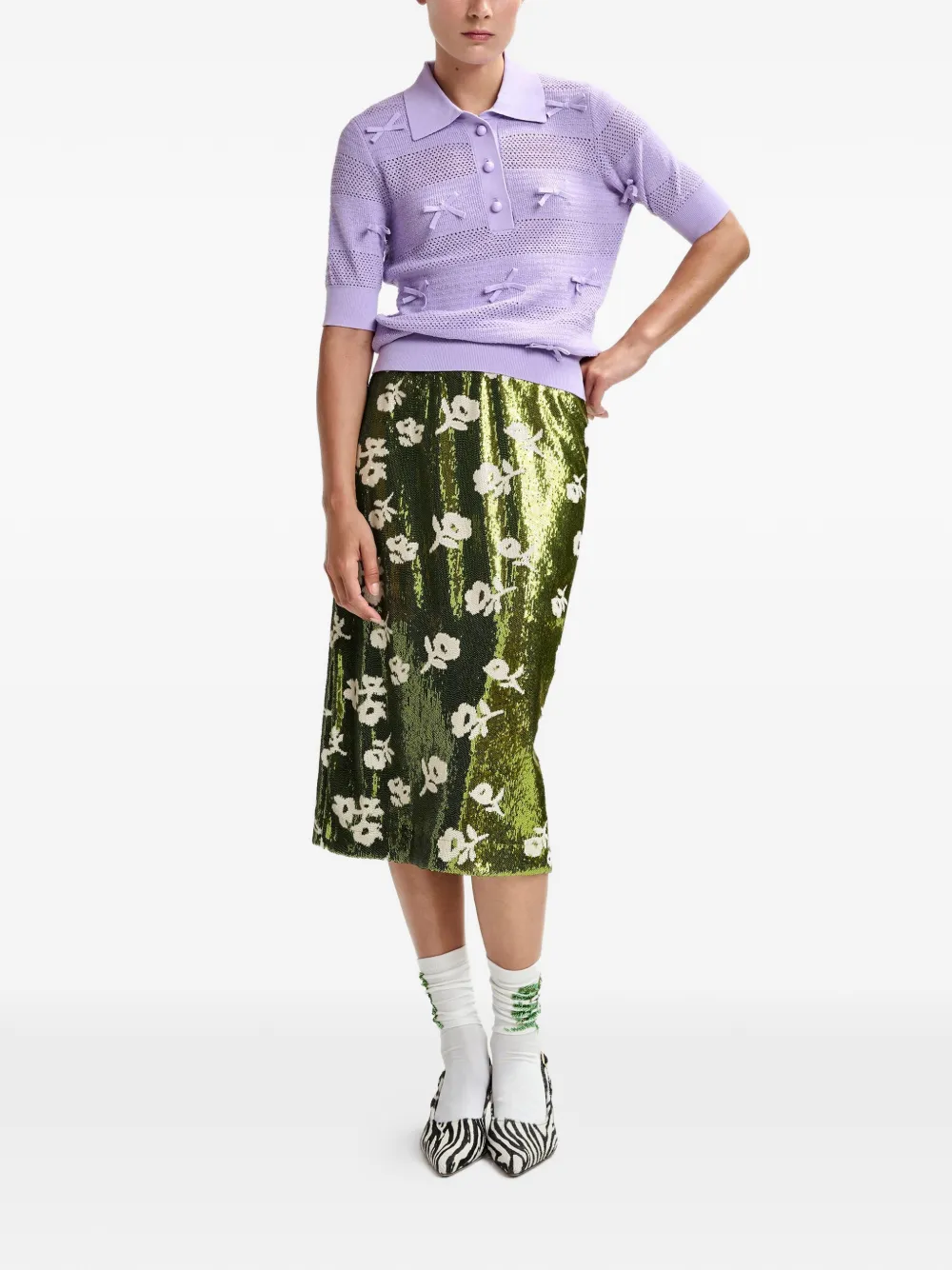  Essentiel Antwerp Floral-print Midi Skirt - Green 