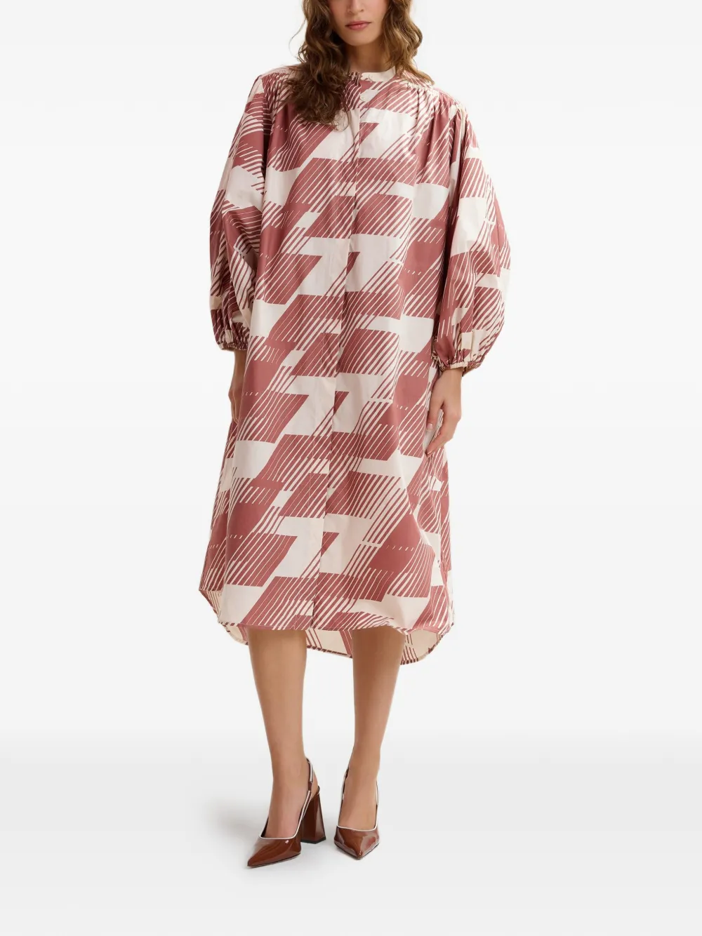  Essentiel Antwerp Patterned Midi Dress - Brown 