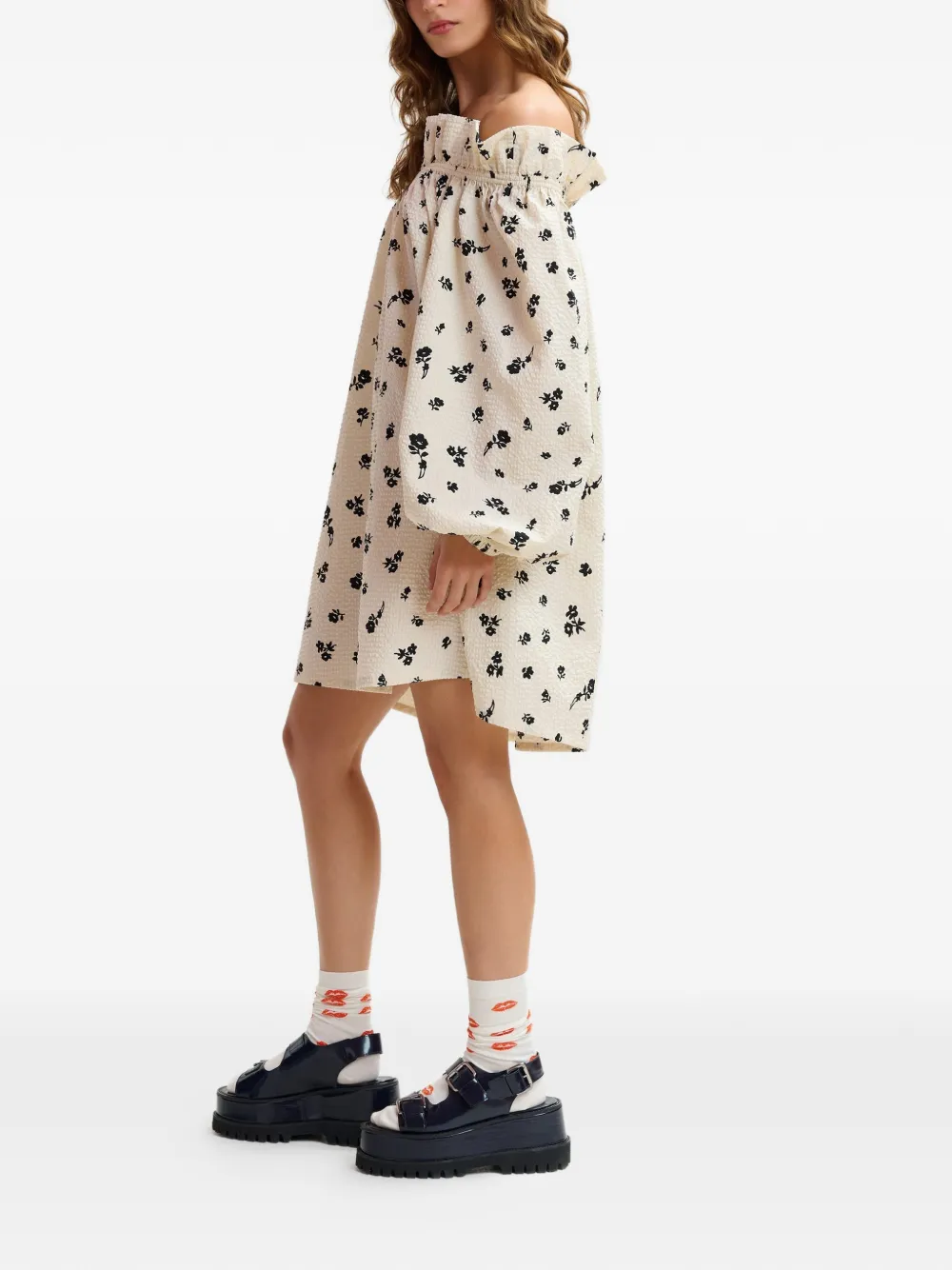Floral-Print Ruffled Mini Dress