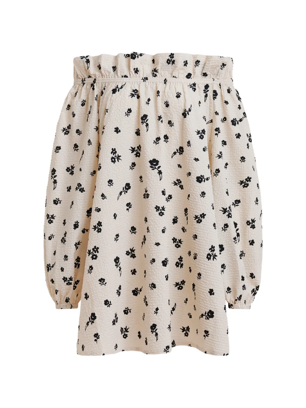 Essentiel Antwerp Abito corto a fiori con ruches - Bianco