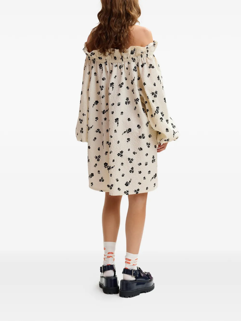 Floral-Print Ruffled Mini Dress