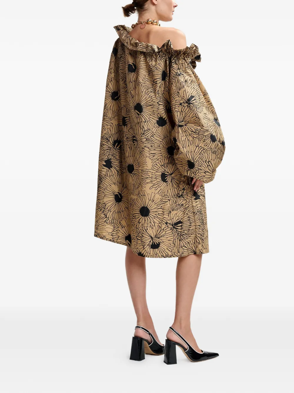 Essentiel Antwerp Mini-jurk met bloemenprint Bruin