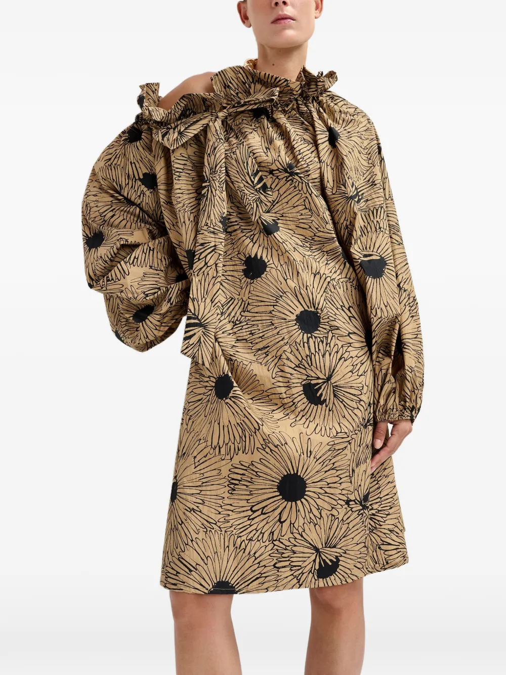 Essentiel Antwerp Abito corto con stampa a fiori - Marrone