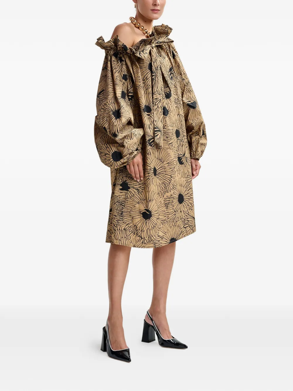 Essentiel Antwerp Mini-jurk met bloemenprint Bruin
