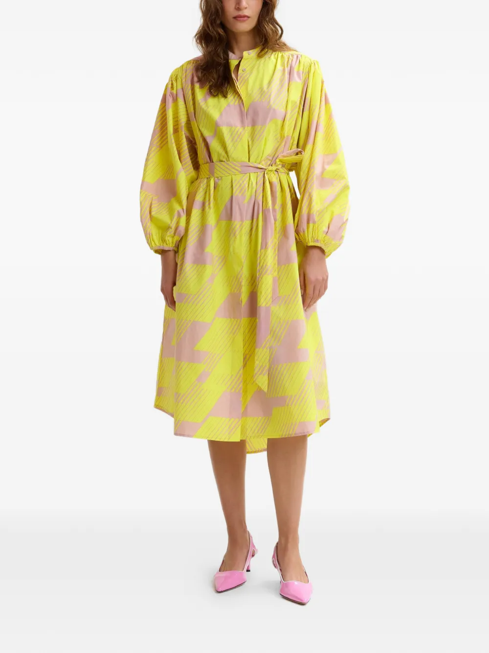  Essentiel Antwerp Patterned Midi Dress - Yellow 