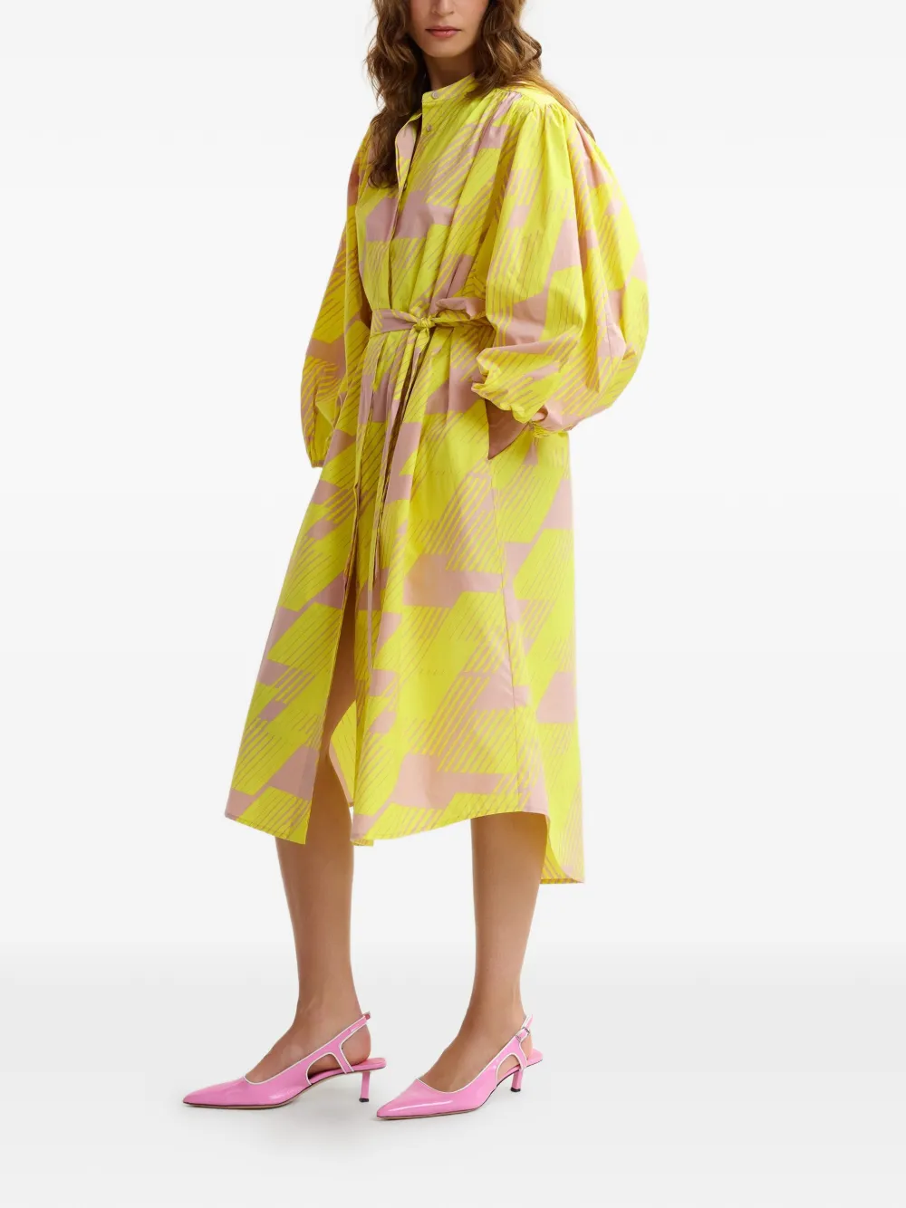  Essentiel Antwerp Patterned Midi Dress - Yellow 