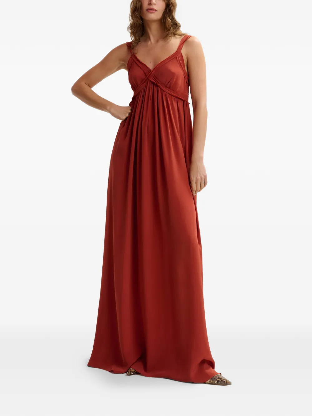Essentiel Antwerp Maxi-jurk met V-hals Oranje