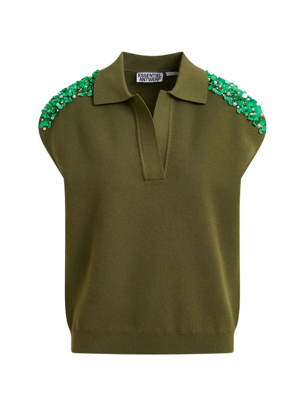 Essentiel Antwerp Poloshirt mit Perlen - Grün