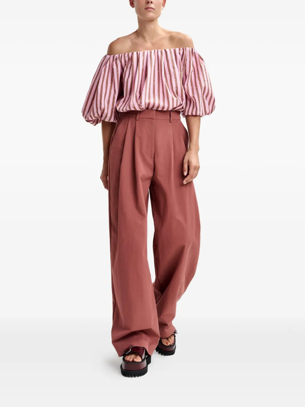 Striped Embellished Blouse