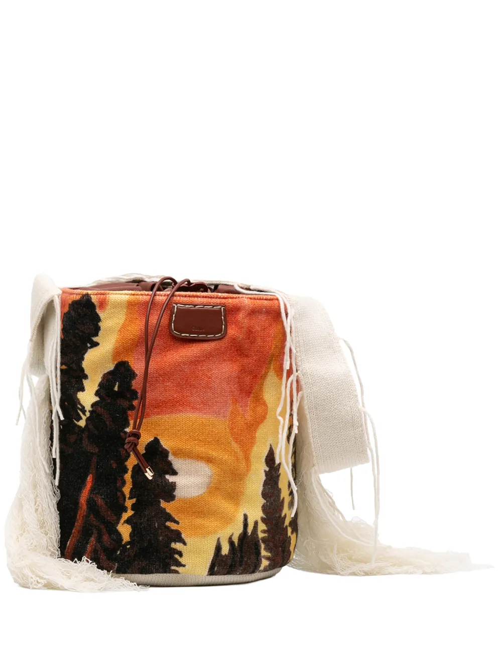Chloé Pre-Owned 2010-2026 Printed Knit Jorge bucket bag - Marrone
