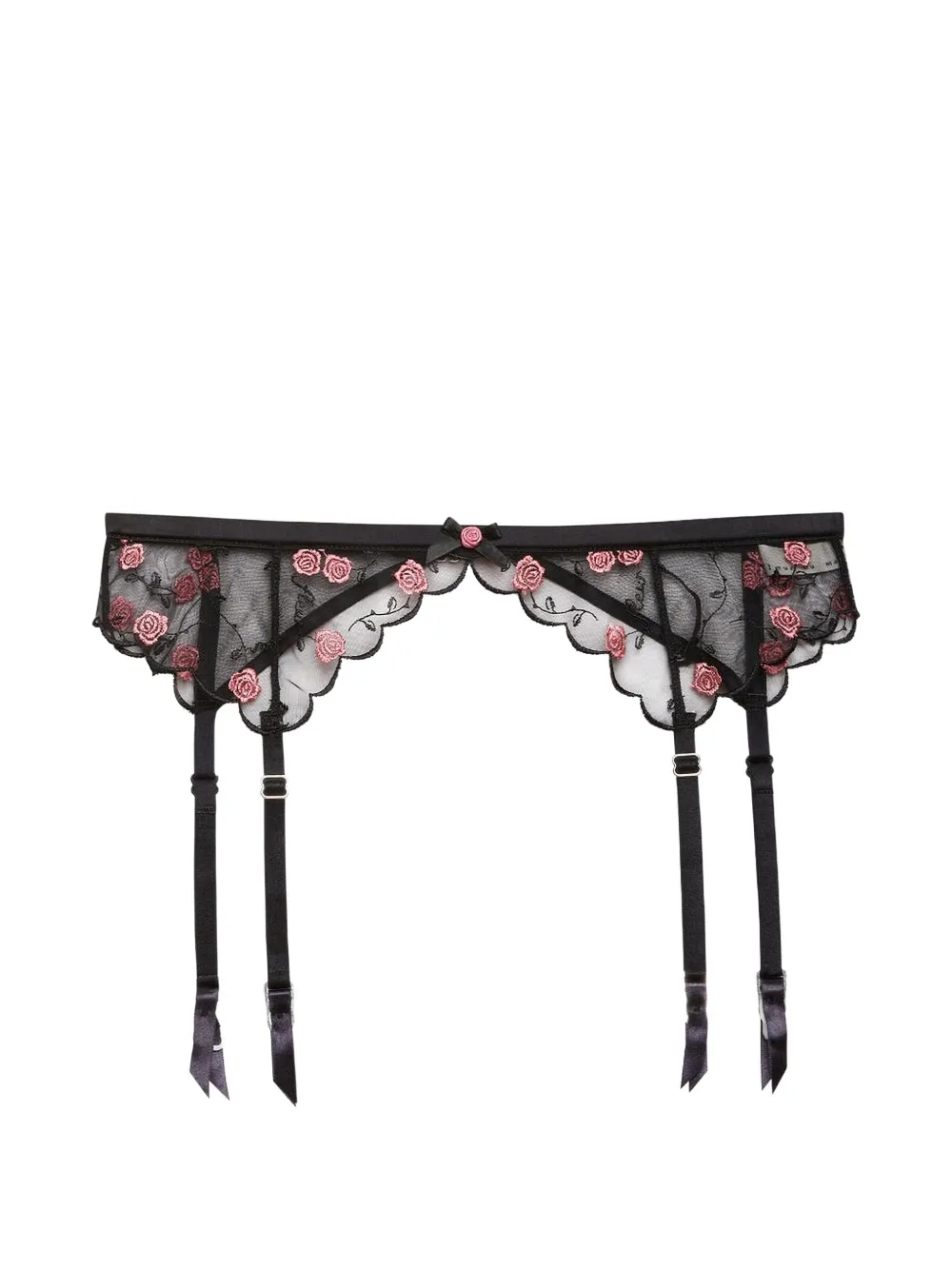 Fleur Du Mal Rose & Vine Embroidery garter belt - Nero