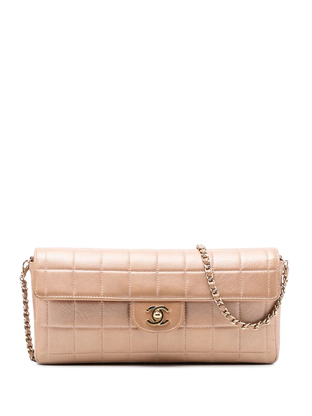 CHANEL Pre-Owned 2002-2003 CC Choco Bar Lambskin East West Flap shoulder bag - Marrone