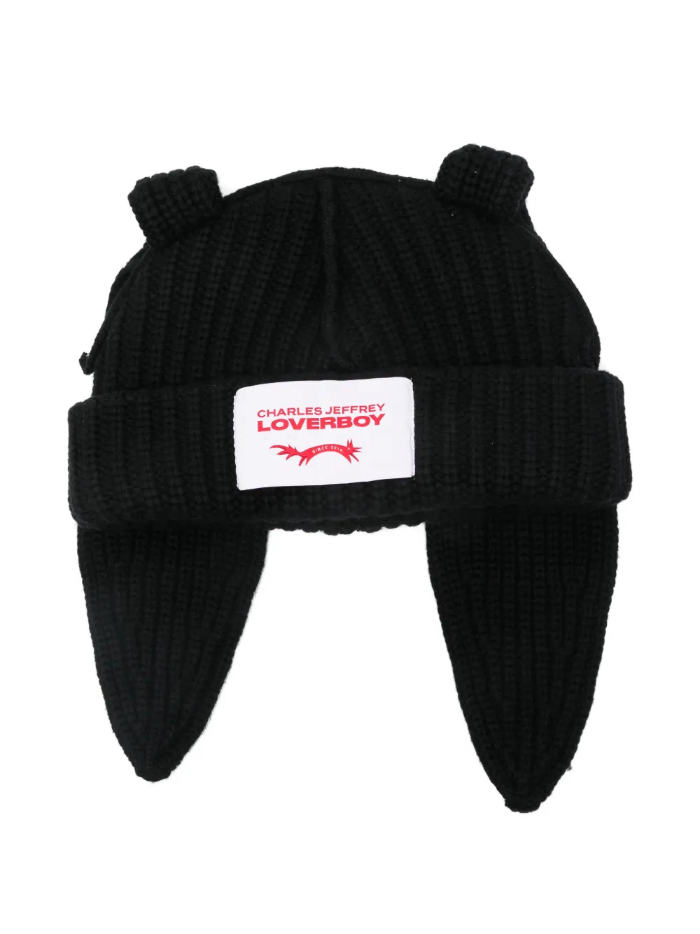 Charles Jeffrey Loverboy ears knitted beanies hat - Nero