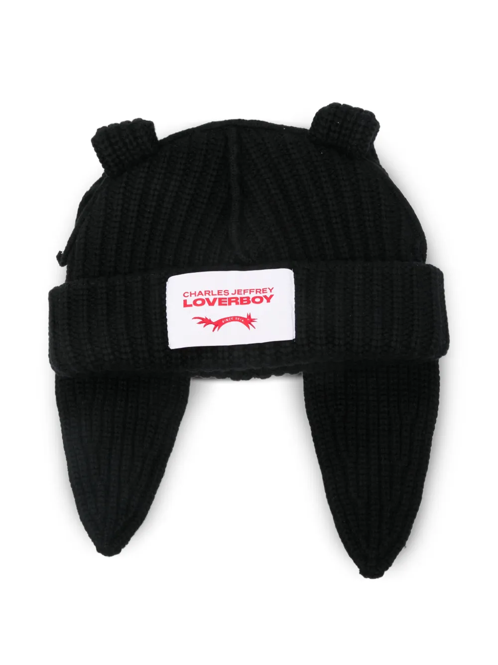 Charles Jeffrey Loverboy ears knitted beanies hat - Nero