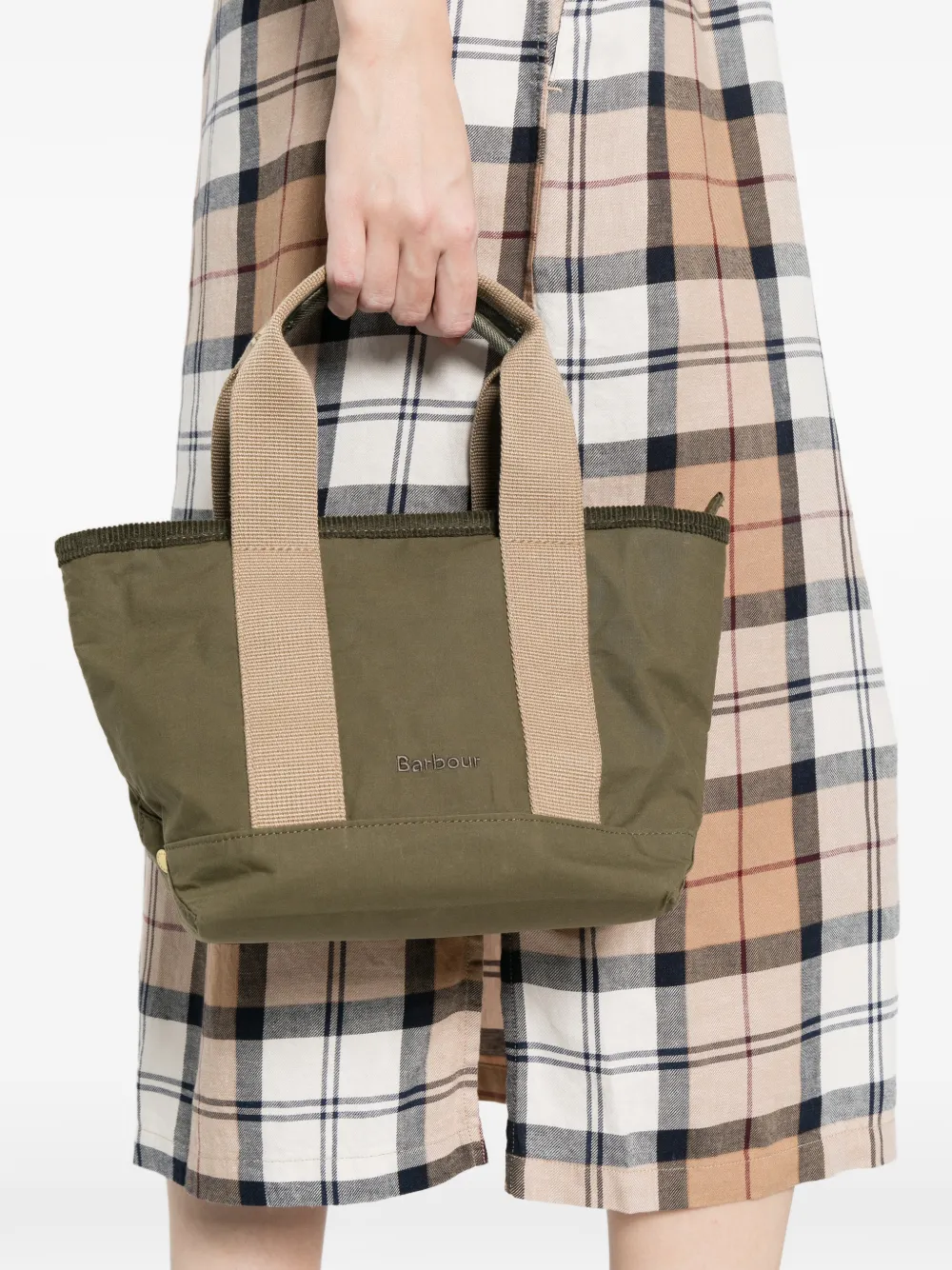  Barbour Mini Mya Tartan-detail Tote Bag - Green 
