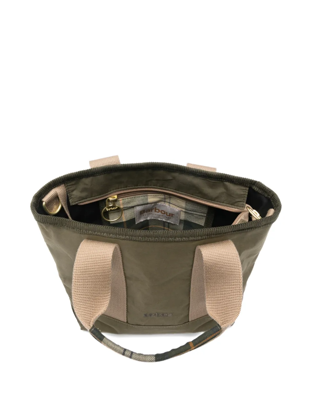 Barbour Mya mini-shopper met tartan ruit Groen