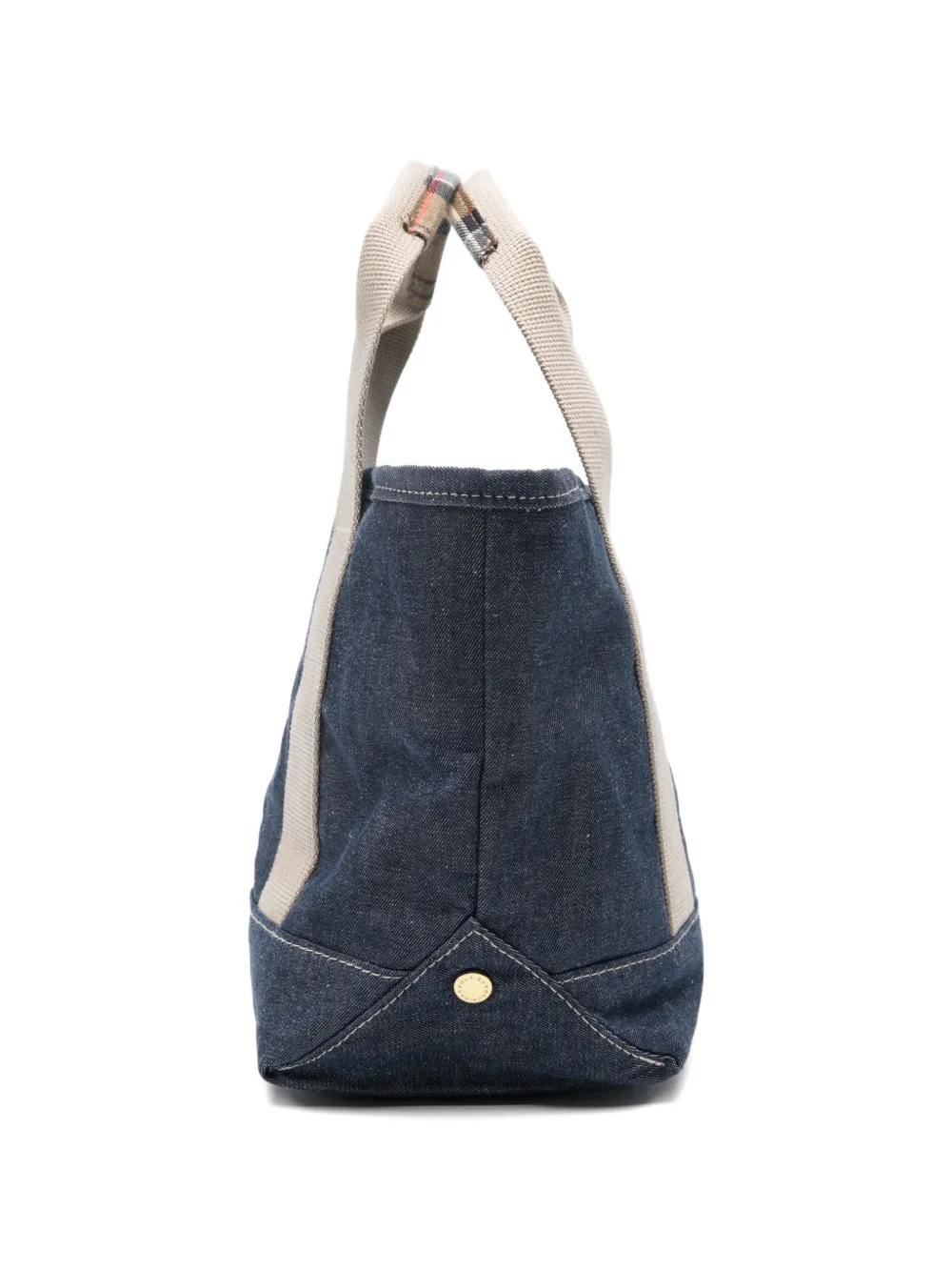 Mini Mya Tartan-Detail Denim Tote Bag