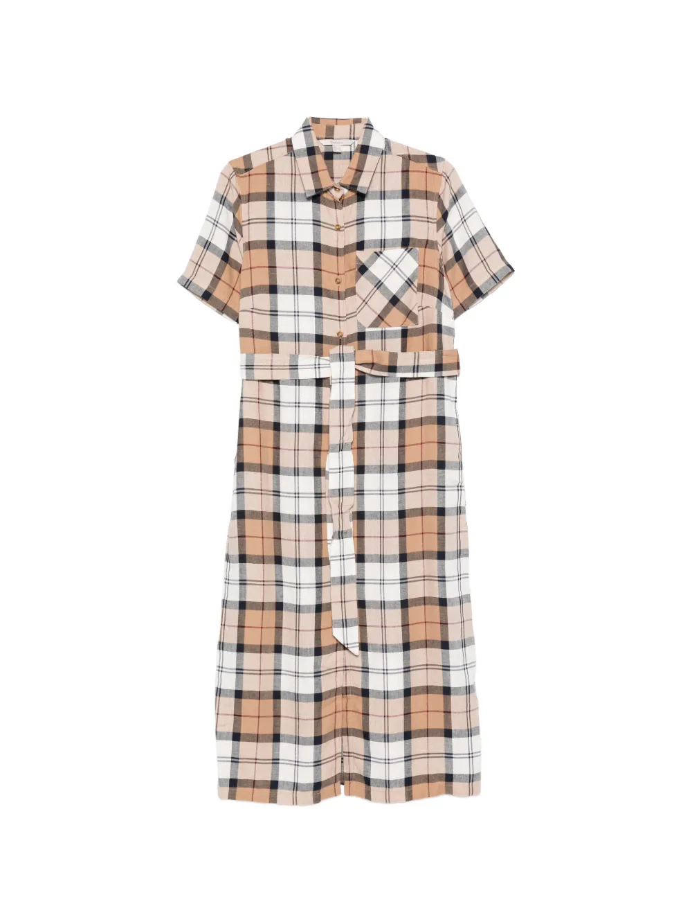 Barbour Fern belted check midi dress - Marrone