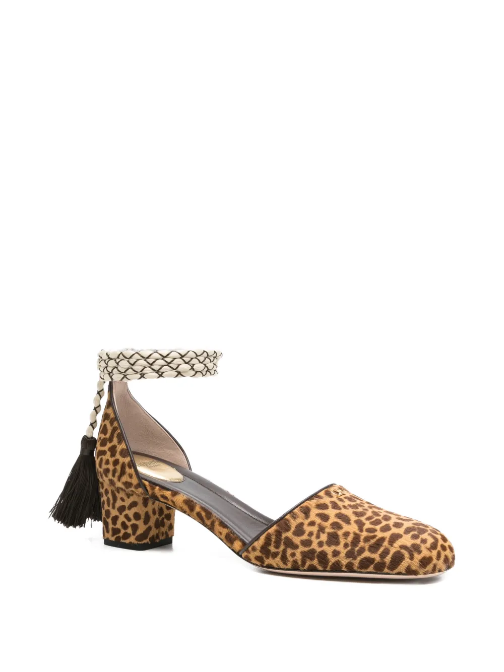 Valentino Garavani D'Orsay Bondie pumps met kwastje en luipaardprint Beige