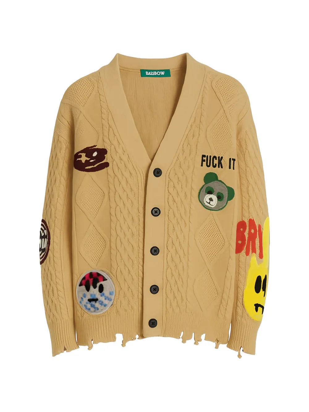 BARROW cable-knit distressed cardigan - Giallo