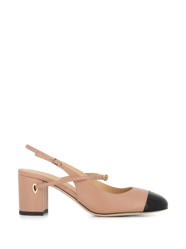Jennifer Chamandi Mattia Cross Strap Two-tone Pumps in Neutrals