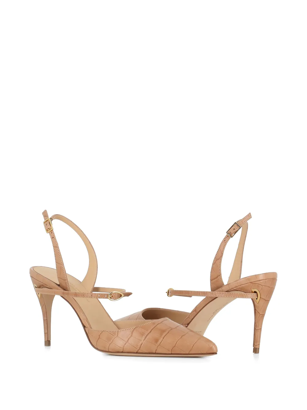 Jennifer Chamandi Vittorio pumps met reptiel-effect Beige