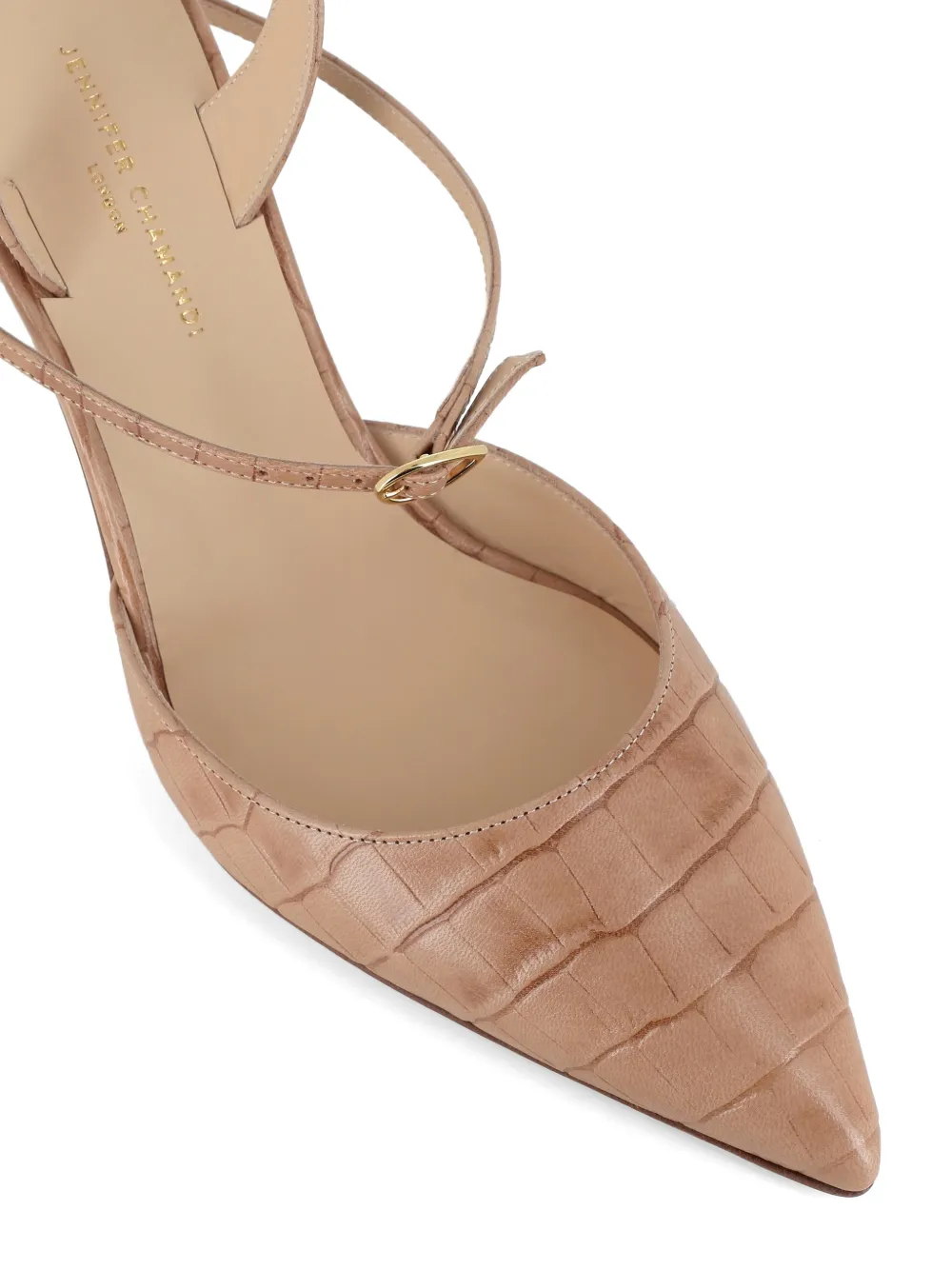 Jennifer Chamandi Vittorio pumps met reptiel-effect Beige