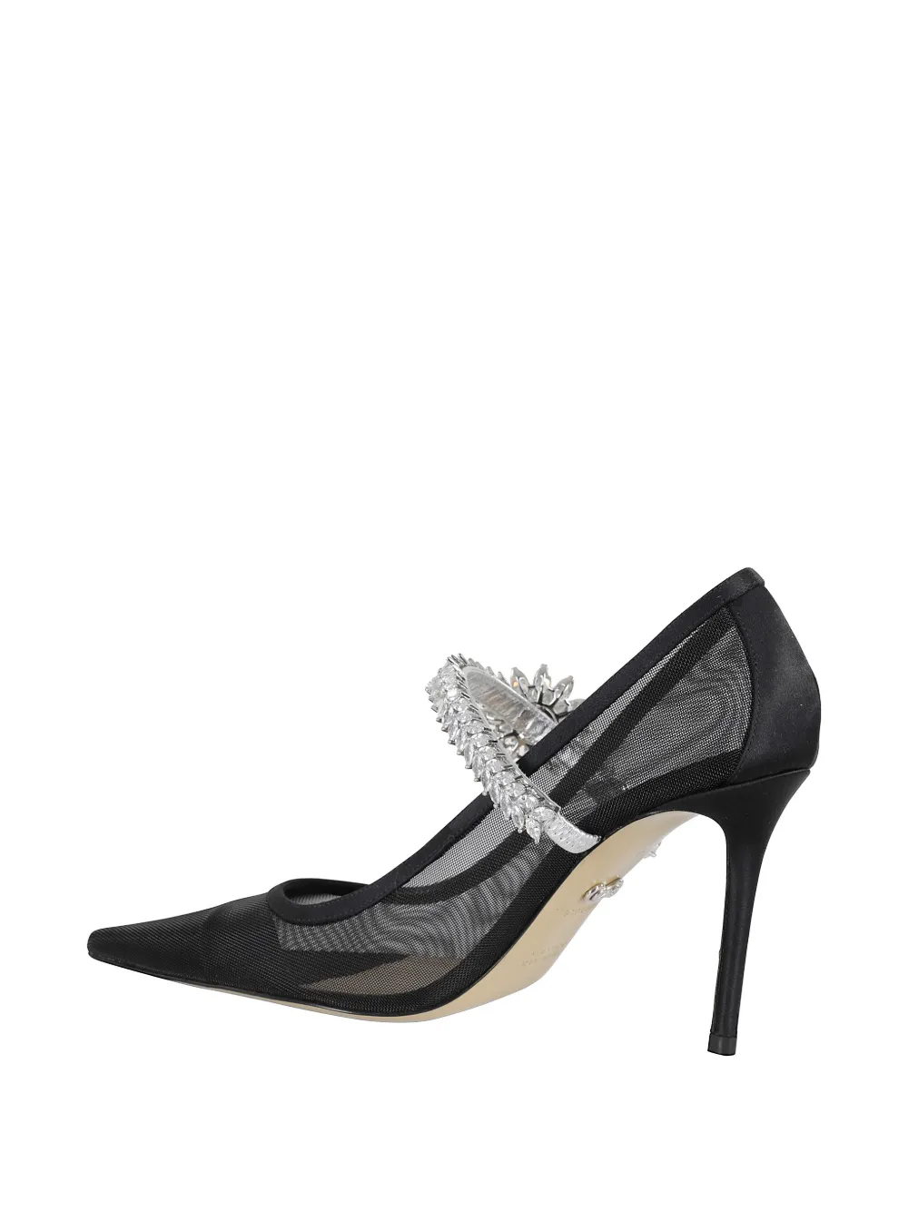 MACH & MACH Mesh pumps verfraaid met lotus bloem Zwart