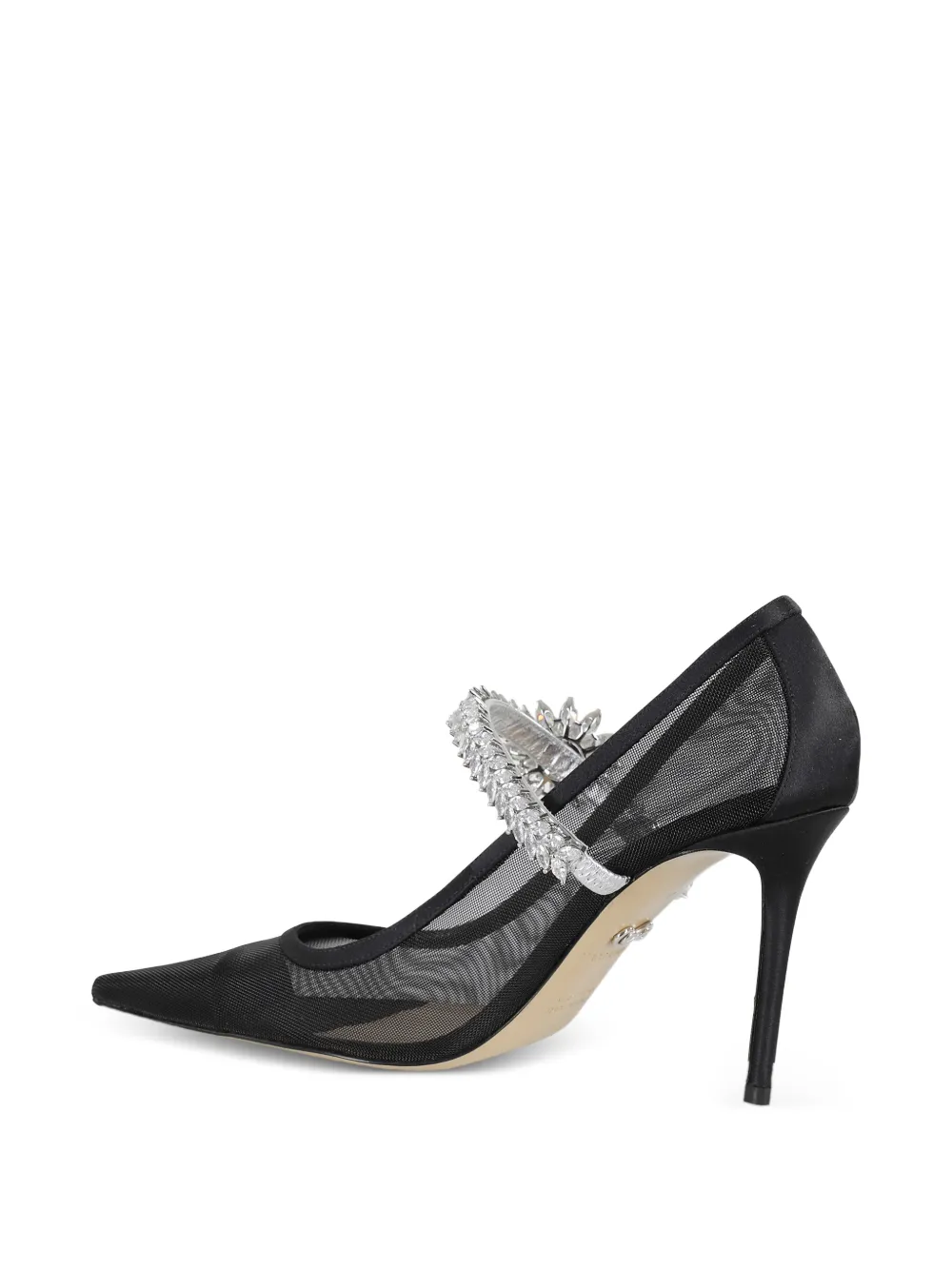 Lotus-Flower-Jewelled Mesh Pumps