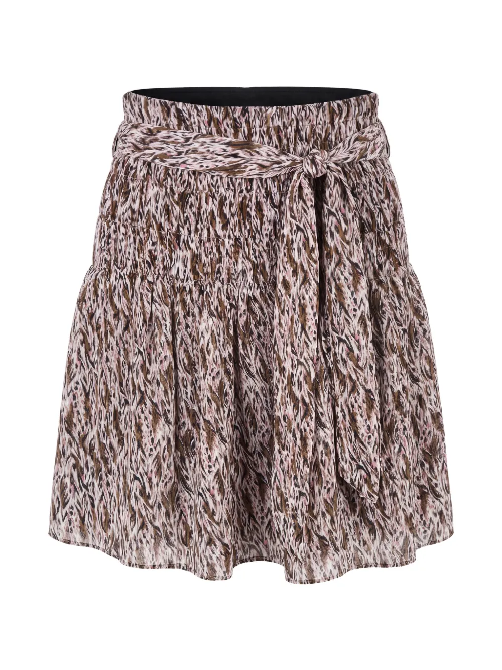Kristina Ti abstract-print smocked mini skirt - Braun