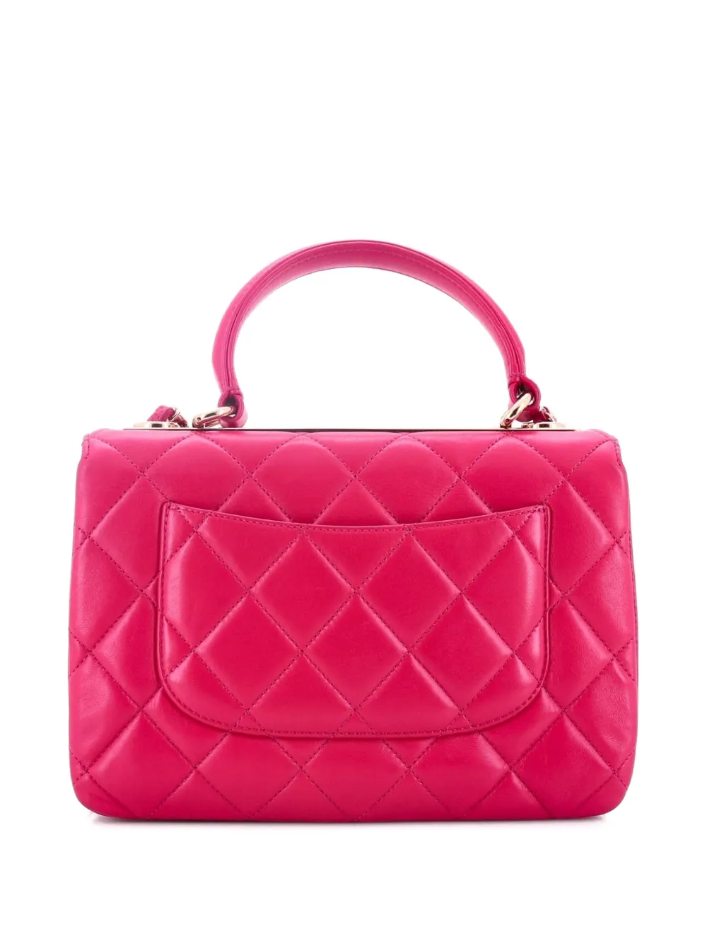  Chanel Pre-owned Trendy Cc Top Handle Bag Quilted Lambskin Small Shoulder Bag - Pink 