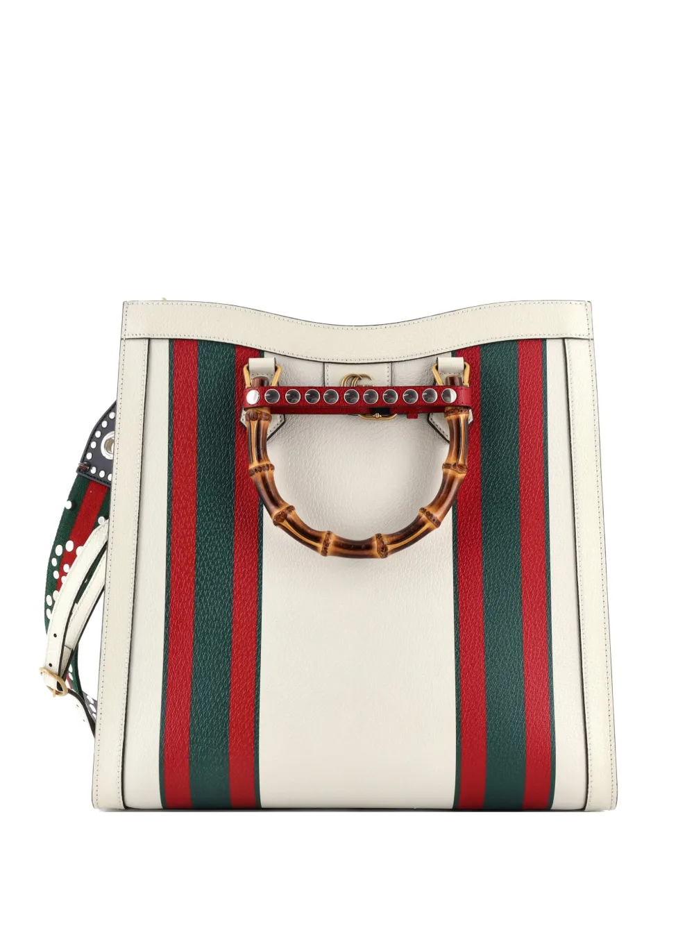 Gucci Pre-Owned Borsa tote Diana NM grande in pelle con stampa e manico in bambù - Verde