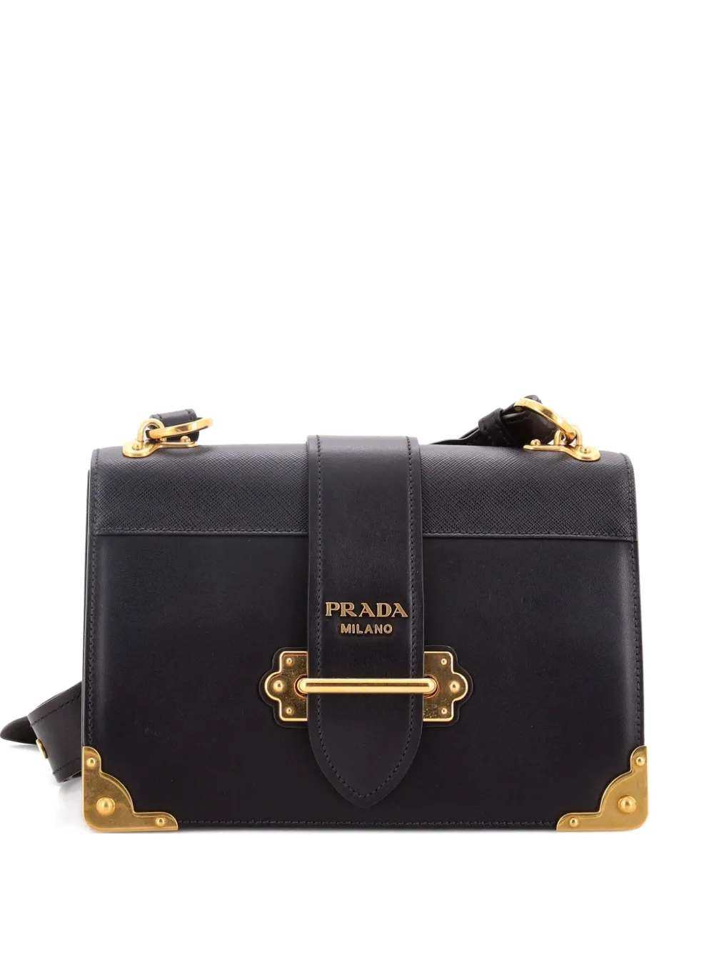 Prada Pre-Owned Cahier Leather and Saffiano Leather Large crossbody bag - Nero