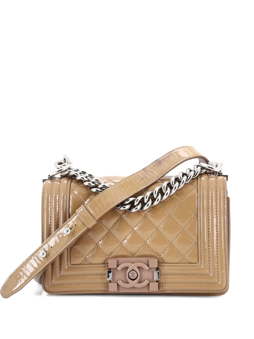 CHANEL Pre-Owned Boy Flap Bag Quilted Plexiglass Patent Small crossbody bag - Toni neutri