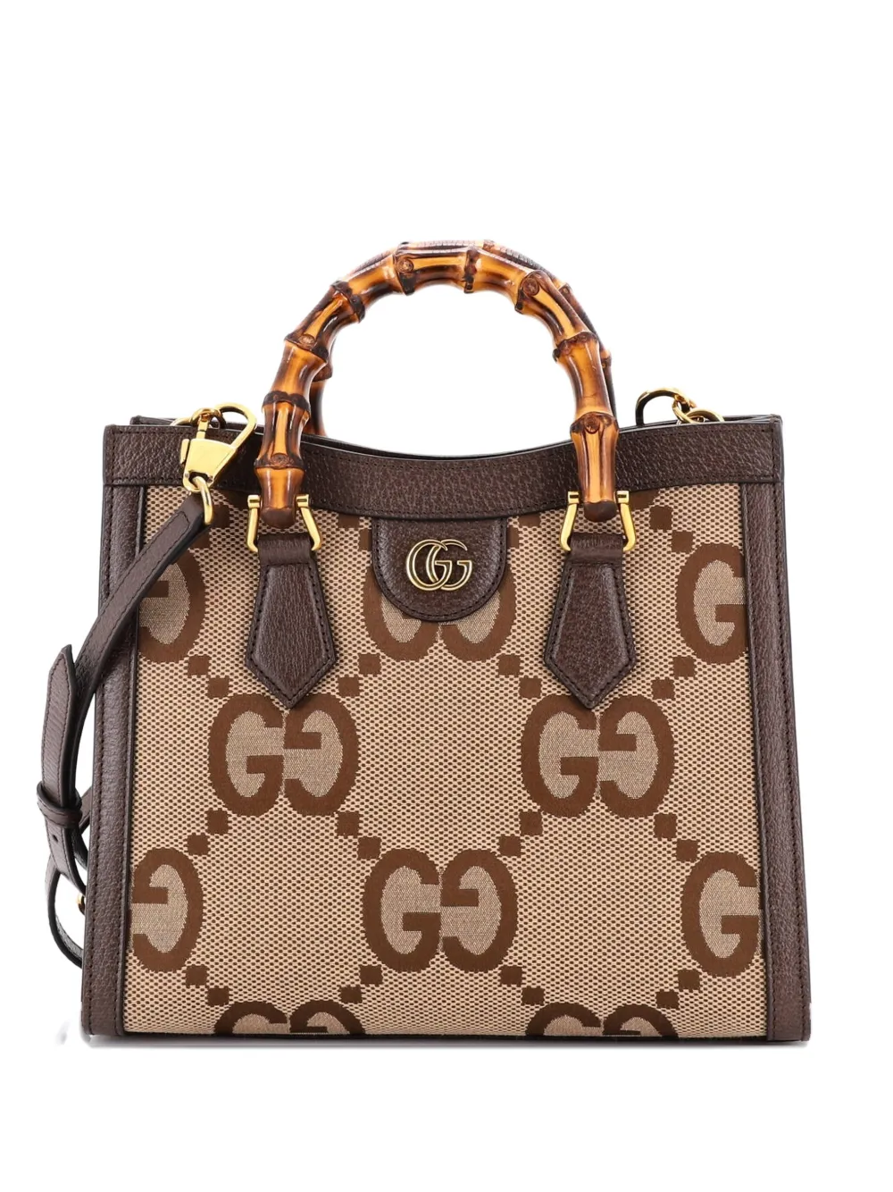 Gucci Pre-Owned Diana NM Bamboo Handle Jumbo GG Canvas Small tote bag - Marrone