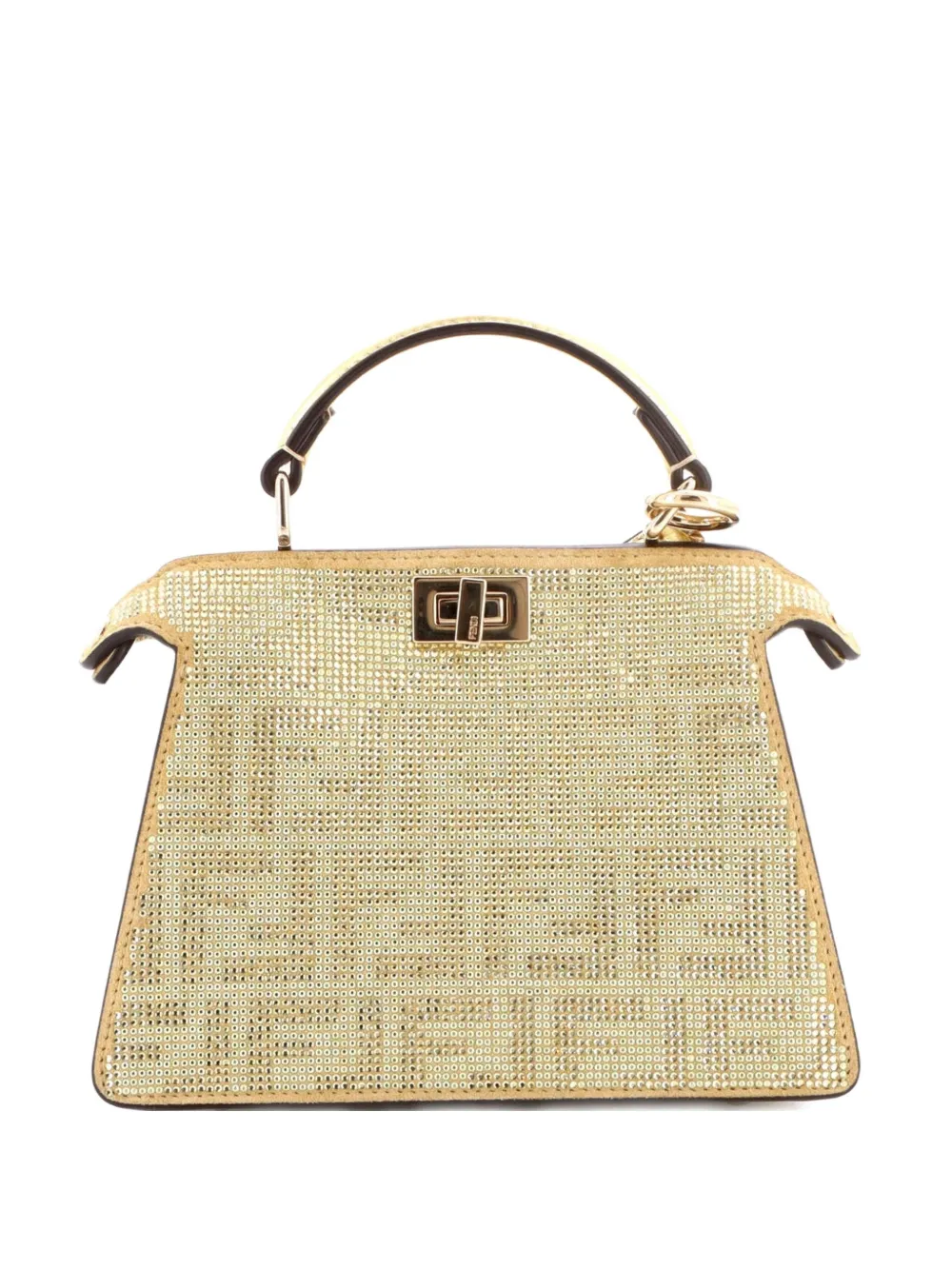 Fendi Pre-Owned Borsa a tracolla Peekaboo ISeeU Petite con motivo Zucca e cristalli - Oro