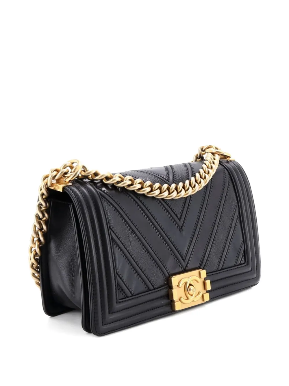 Boy Flap Bag Chevron Calfskin Old Medium Shoulder Bag