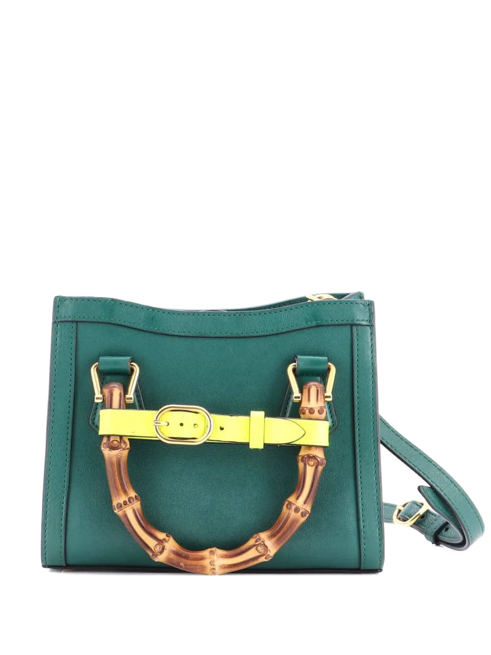 Gucci Pre-Owned Diana NM Bamboo Handle Tote Leather Mini crossbody bag - Verde