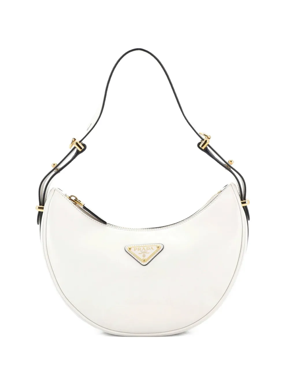 Prada Pre-Owned Arque Half Moon Leather Small hobo bag - Bianco