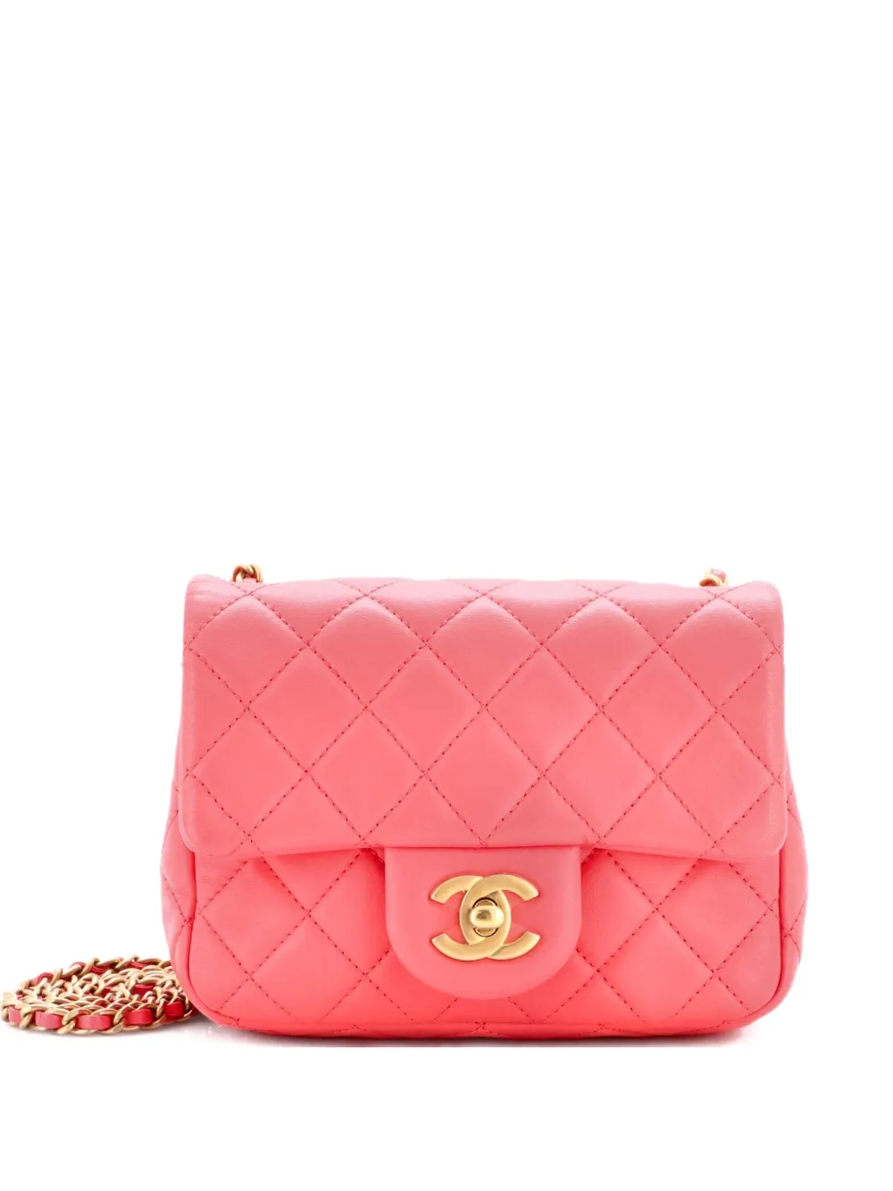CHANEL Pre-Owned Borsa a tracolla Pearl Crush mini in pelle di agnello trapuntata con battente - Rosa